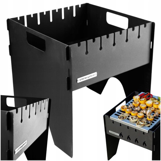 Mangal Grill opvouwbaar voor 6 spiesen, metaal 2,5 mm, met etui van SAVUS