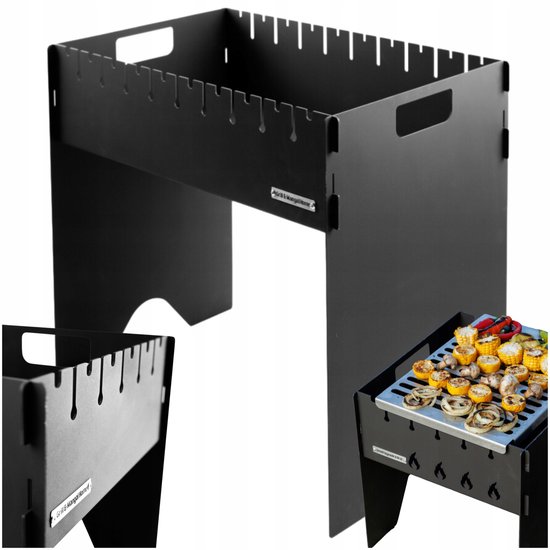 Mangal Koolgrill opvouwbaar 10 spiesjes, 2.5mm staal, met etui van Merkloos