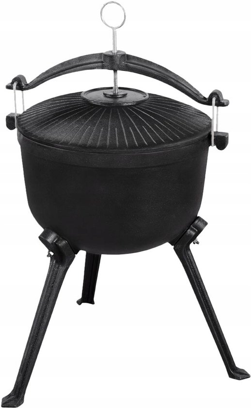 Master Grill MG429 - Gietijzeren Jachthut Ketel - 8L - Stabiele Constructie - Inclusief Deksel