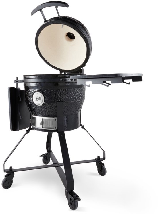 Maxima Premium Kamado BBQ 18 inch Ø 46 cm - Houtskoolbarbecue - Grillen, Roken, Bakken, Stomen - Kooktoestel - Egg Barbecue Zwart - 100 cm hoog van Merkloos