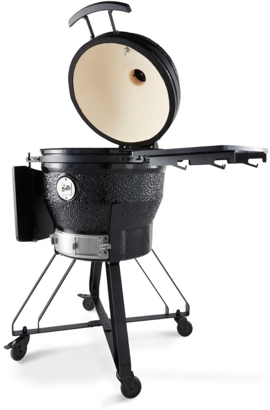 Maxima Premium Kamado BBQ 22 inch Ø 56 cm - Houtskoolbarbecue - Grillen, Roken, Bakken, Stomen - Kooktoestel - Egg Barbecue Zwart - 100 cm hoog van Merkloos