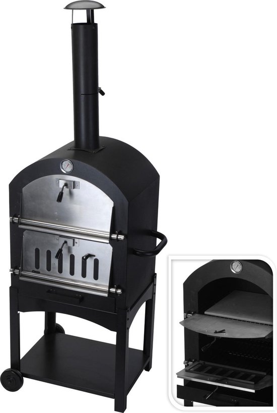 MaxxGarden Pizza oven - Smoker barbecue houtskool 45 x 65 x 158cm van Merkloos