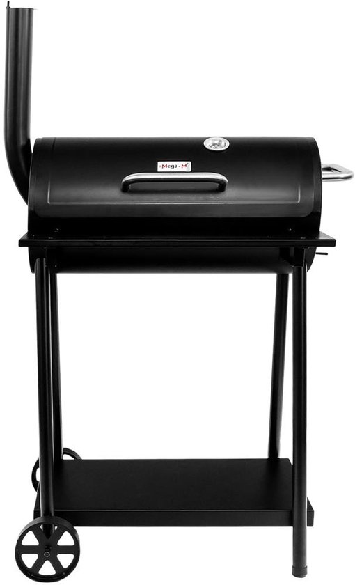 Mega-M Barrel - Houtskoolbarbecue - Met schoorsteen - Ingebouwde thermometer - Dubbel grillrooster van Merkloos