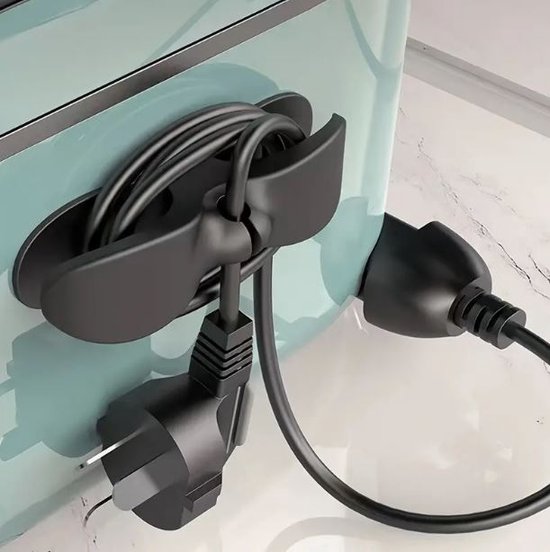 Megatopper 3 stuks zwarte Kabelhouder zelfklevend voor elektrische apparaten - netsnoer organizer van MegaGadgets