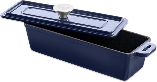 Merkloos Gietijzeren Braadpan met Deksel, Blauw, 1.7L