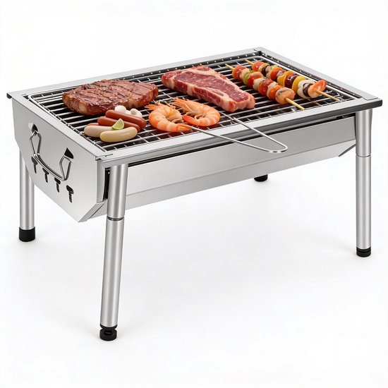Mini BBQ Houtskool Draagbaar & Compact voor Picknick en Camping – Barbecue Houtskool Stevig Design met Uitneembare Grillplaat – Camping barbecue Praktisch & Snel te Gebruiken | Ideaal voor Buiten, Tuin & Onderweg van Merkloos