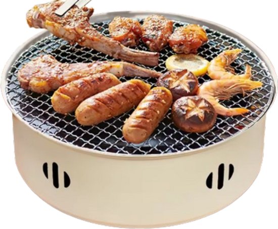 Mini Houtskoolbarbecue - Draagbare BBQ Grill - Voor Thuis, Camping, Strand & Picknick - Ideaal voor Kerst & Nieuwjaar - Zwart - Roestvrijstaal - Praktisch van Merkloos