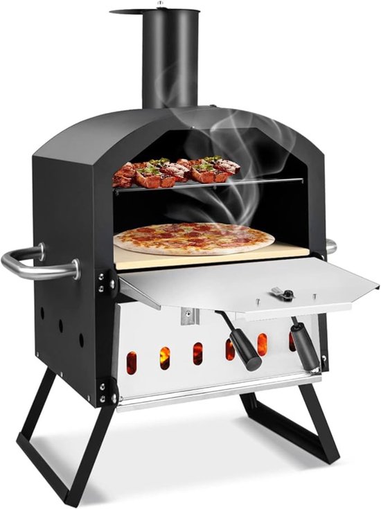 MIRA® Pizza oven Buiten - Pizza oven Buiten - Pizza oven Buiten Gas - Zwart - 31cm x 54cm x 72cm van Merkloos