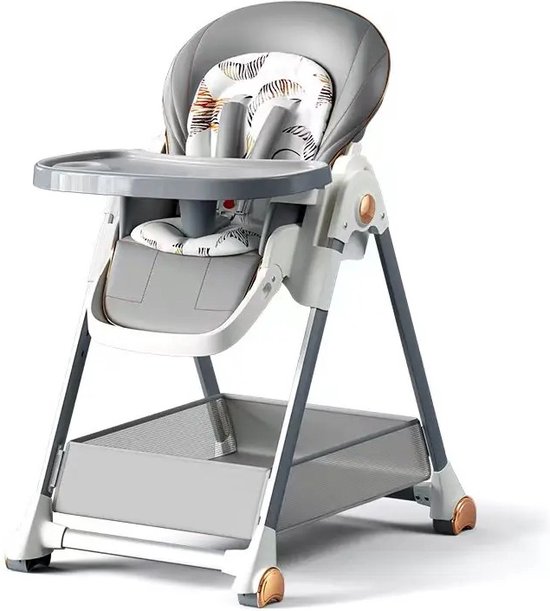 MiShar Baby Stoel Grijs - Baby Eet Stoel - Kinder Stoel - Verstelbaar - Stabiel Veilig - Baby Stoel Voor Thuis - Baby Stoel Met Wielen - Baby Stoel Voor Aan Tafel - Eet Stoel - Baby Stoel Met Verkleiner - Voedings Stoel Baby - Peuter Stoel van MiShar
