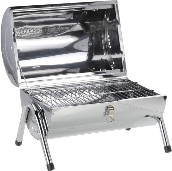 Mobiele houtskoolgrill, inklapbaar, roestvrij staal, draagbaar, houtskoolgrill, ideaal voor onderweg, 46 x 28 x 36 cm van Merkloos