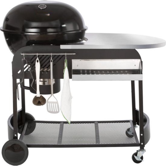Mobiele Houtskoolgrill met Tafel - 101 cm Hoog - 53 cm Grill - Compleet BBQ Set van Vonroc