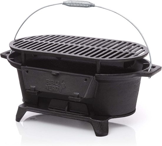 Mobiele Houtskoolgrill voor Tafel en Camping - Gietijzeren BBQ Grill voor 2-4 Personen van Merkloos