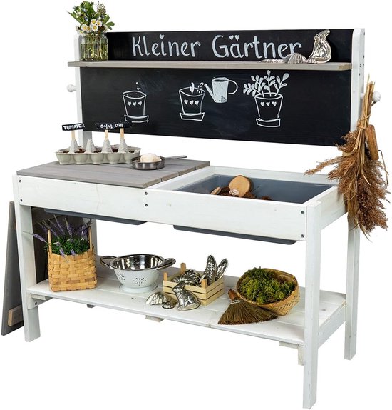 Modderkeuken Kleine Tuinman - Buitenkeuken van Hout in Wit/Grijs
