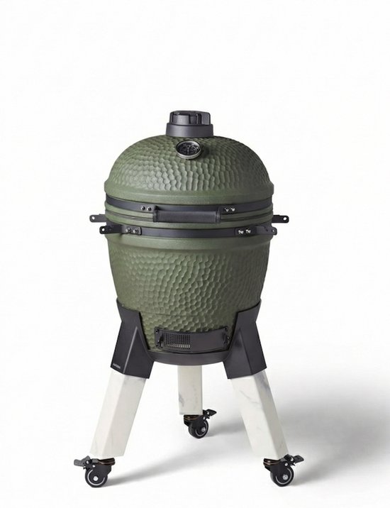 Moddern Original Kamado - aluminium marmer-look poten met wielen met rem - 8 tot 12 personen - Green van Merkloos