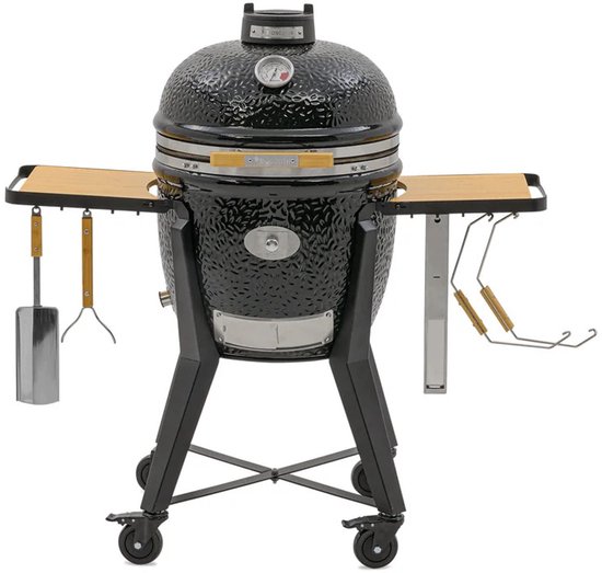 Monolith TWO.55 (Classic) Kamado BBQ Starterset – Inclusief Stalen Onderstel – Ø44 cm Grillrooster – Met SGS-systeem, Deflectorstenen, Aslade, Chip Feeder en Accessoires – Zwart van Merkloos
