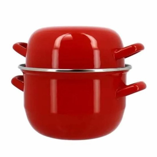 Mosselpan - MENASTYL - 3645562 - Geëmailleerd staal - Zwart - 18 cm - Inhoud 2,7 liter - Geschikt voor alle kookplaten, inclusief inductie van Merkloos