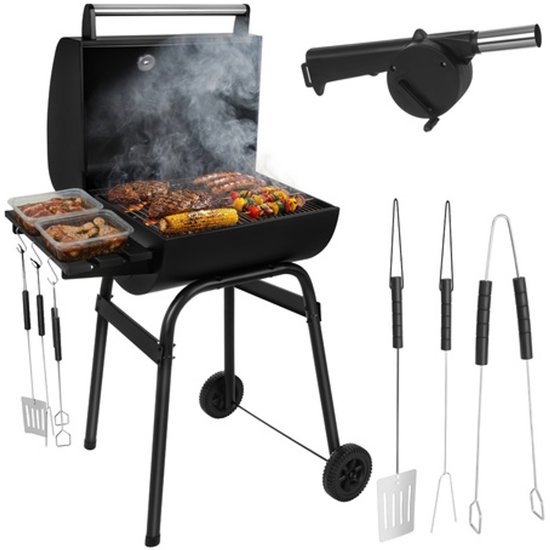 MOZY® - Barbecue - 82 x 51 x 117 cm - met Thermometer - Inclusief Gereedschap - Houtskool Bbq - met Zijtafel van Merkloos