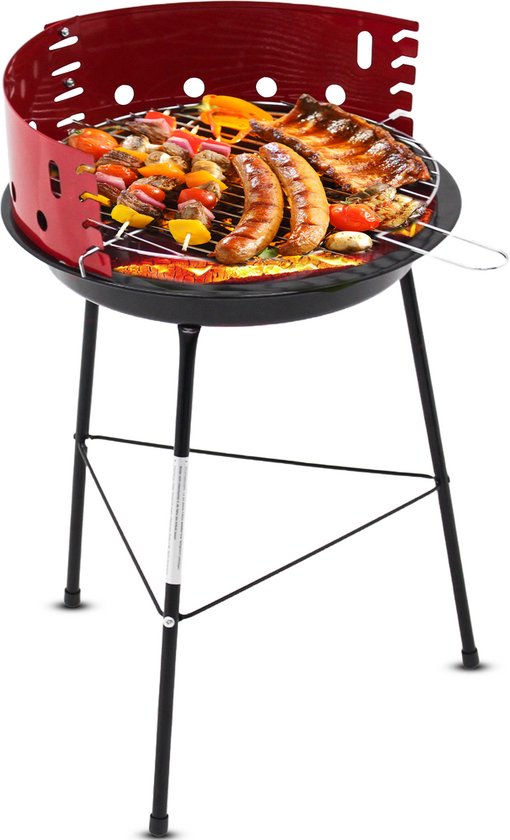 Muntel® Barbecue - BBQ - Grill - Windscherm - Ø 37 Cm - Rood/Zwart van Muntel®