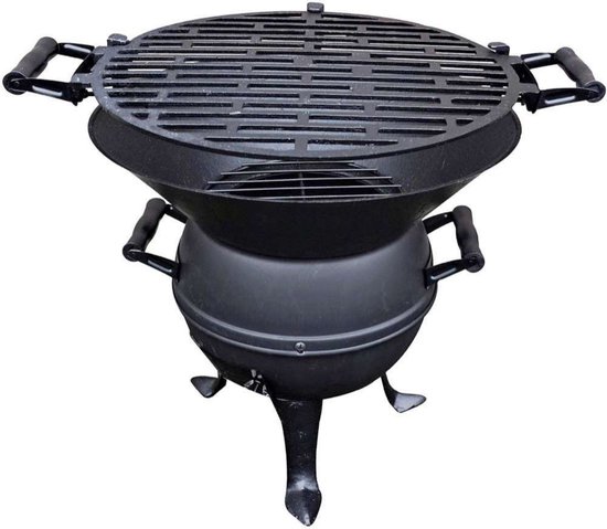 Muntel® Barbecue - Grill - Gietijzer - Staal - Handgrepen - Ø 35 Grillrooster - 36 x 45 x 36 cm van Merkloos