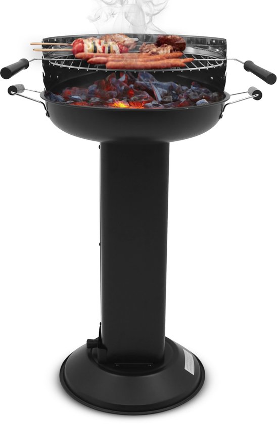 Muntel® Houtskool barbecue - Zuil barbecue - BBQ - Asopvangbak - Schuifregelaar - RVS -- Zilver van Merkloos