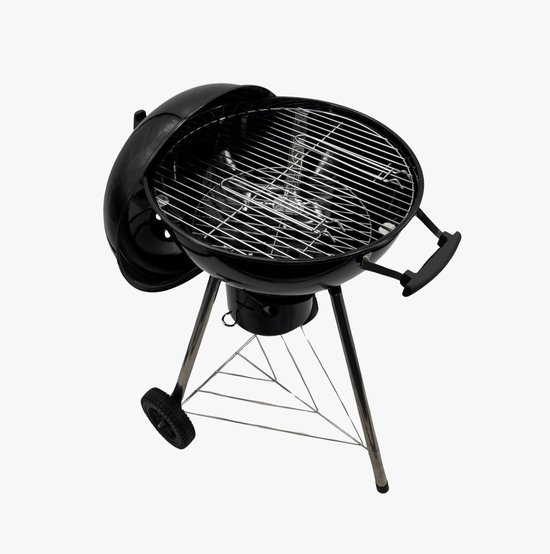 Muntel® Houtskoolbarbecue -Kogelbarbecue - Kogelgrill - Op Wielen - BBQ - Grill - Draagbaar - Uitklapbaar - Camping - Zwart - 47 cm