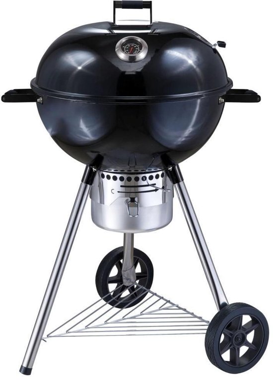 Muntel® Houtskoolbarbecue -Kogelbarbecue - Kogelgrill - Op Wielen - BBQ - Grill - Draagbaar - Uitklapbaar - Camping - Zwart - 47 cm van Muntel®