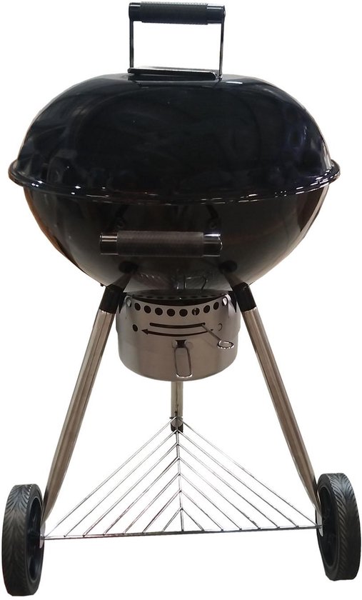 Muntel® Houtskoolbarbecue - Kogelbarbecue - Kogelgrill - Op Wielen - BBQ - Grill - Draagbaar - Uitklapbaar - Camping - Zwart - 57 cm