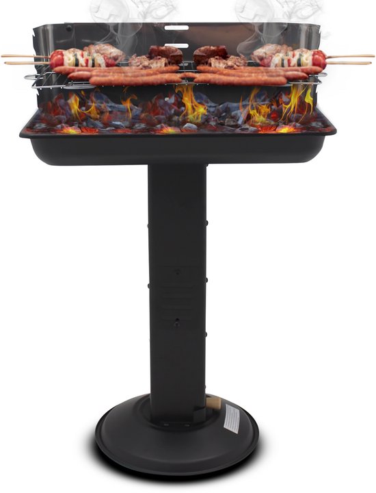 Muntel® Houtskoolbarbecue - Zuil barbecue - BBQ - Asopvangbak - Schuifregelaar - RVS - Zwart van Muntel®