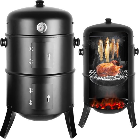 Mura Logistiek Barbecue - Grill - Vuurkorf - Houtskool Bbq - Rookoven - Smoker - Inc. Waterbak - Thermometer - 2 Grillroosters