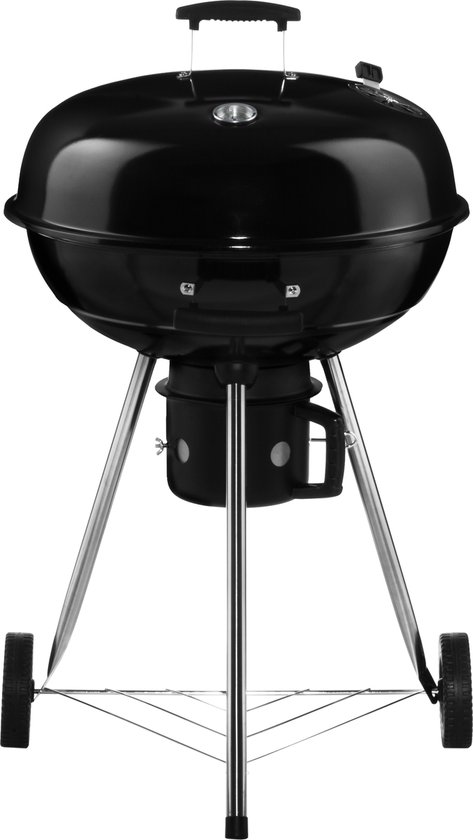 Mustang Basic 57 Houtskoolbarbecue - Kogelbarbecue 57 cm - Ø54 cm Grillrooster - Dekselthermometer - met Wielen - kleur Zwart van Mustang