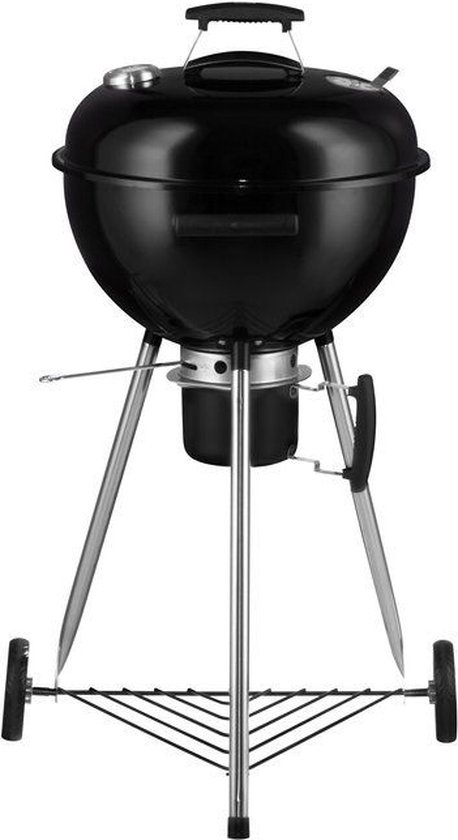 Mustang Gourmet Kettle Houtskoolbarbecue – Ø 43,5 cm – Compacte BBQ met thermometer, RVS grillrooster, asopvang en wielen – Voor tuin, of camping – Stijlvol geëmailleerd staal van Merkloos