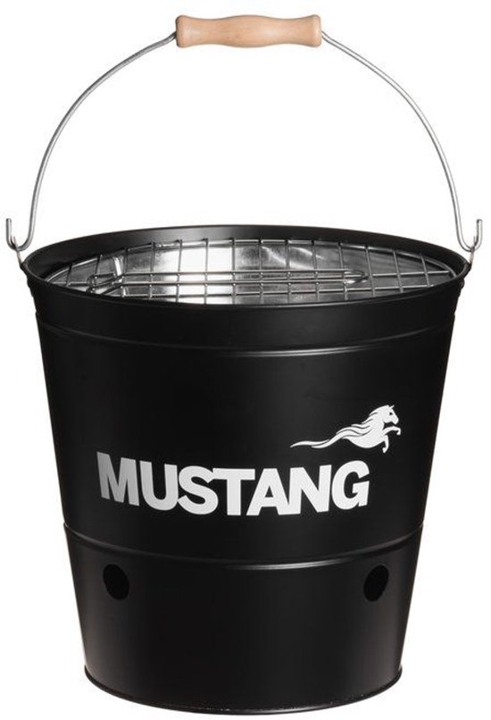 Mustang Tafel BBQ – Compacte Houtskool Barbecue + Gratis Lucifers – Ø19 cm Grill – Mini BBQ voor Balkon, Camping & Picknick van Merkloos