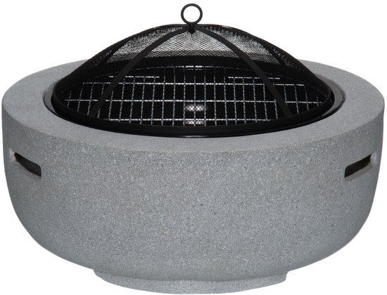 Mustang Vuurschaal met Grillrooster Ø43 cm - Moderne Fire Pit BBQ - Grijs - 60 cm van Merkloos