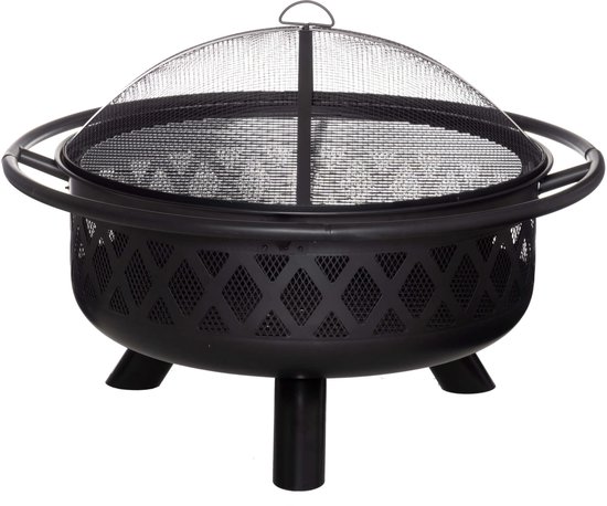 Mustang Vuurschaal met Grillrooster Ø67 cm – Luxe Fire Pit BBQ – Zwart/Brons – 91 cm