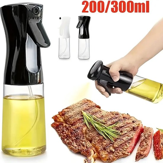 Narimano® Oliesproeier, glas, spuitfles, 300 ml, olieverstuiver, oliesprayfles, olijfolie, spray, salade, oliedispenser voor keuken, koken, BBQ, bakken, grillen, pasta, salade van Narimano®
