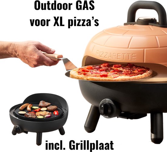 NIEUW - Pizzaoven voor grote pizza’s met originele chamotte pizza stenen en keramische koepel. Met de bijgeleverde grillplaat is het ook een perfecte grill. INTRODUCTIE AANBIEDING: incl. gratis een gasslang, een Infra-rood therm. en een pizza-schep van Merkloos