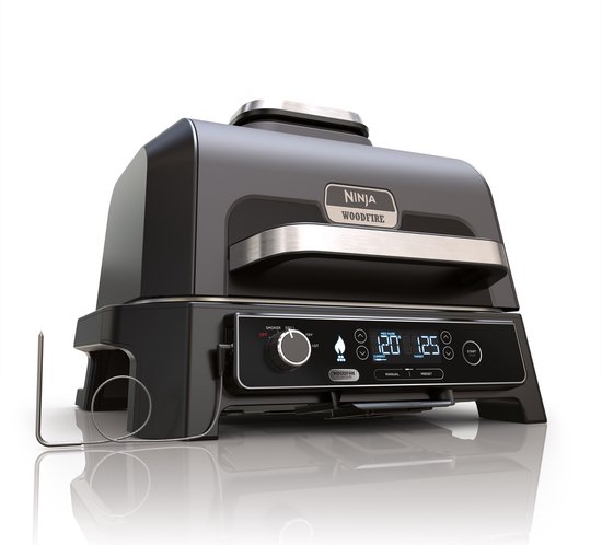 Ninja Woodfire Pro XL - 4-in-1 Elektrische Smart BBQ Grill en Smoker - Inclusief Digitale Braadthermometer - OG850EU van Ninja