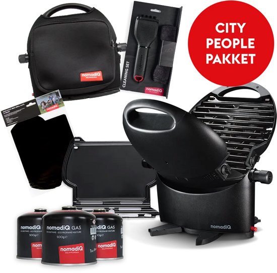 nomadiQ CITY barbecue pakket - de ultieme gas barbecue incl. accessoires voor stadsmensen van nomadiQ