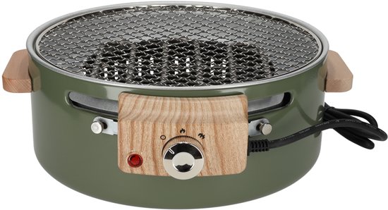 NORLÄNDER Hybride BBQ Groen – Elektrische en Houtskool Tafelbarbecue
