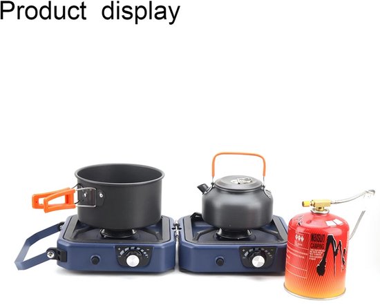 Novari - Gasbrander BBQ - Gasbrander camping - Gasbrander - 800W vermogen - Opvouwbaar ontwerp - Dubbele warmtebron - 54×22×8cm