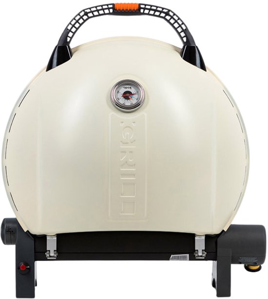 O-Grill 900 Crème - Draagbare Gas BBQ - Extra Groot Grilloppervlak - Met Thermometer - Camping / Tuin - Crème