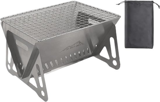 Opvouwbare barbecue campinggrill met draagtas - roestvrij staal - draagbare BBQ grill - inklapbaar - outdoor campinggrill houtskool Barbecue van Merkloos