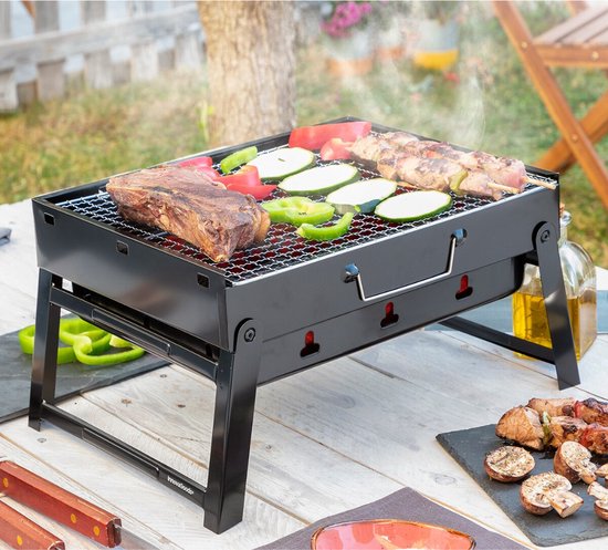 Opvouwbare BBQ - Barbecue - Camping Barbeque - Klein Formaat - Draagbare Grill - Tafel Grill - Inklapbaar - Strand, Park van Bo-Camp