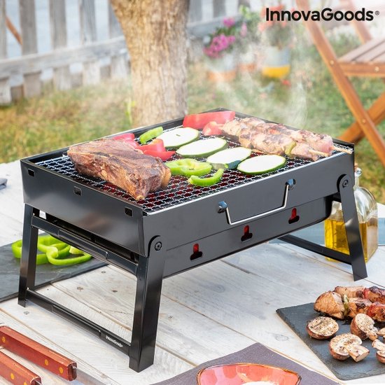 Opvouwbare BBQ -Draagbare opvouwbare grill met rooster -Portable Vouw Barbecue - Festival BBQ - Camping - Tafel - Zomer - Rechthoekig - Zwart van Merkloos