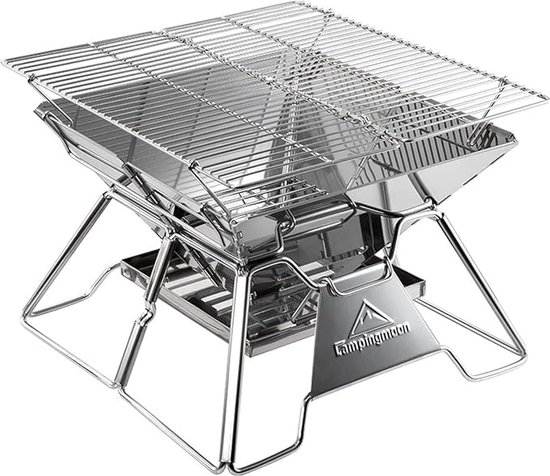 Opvouwbare BBQ-grill, draagbare houtskoolgrill, roestvrijstalen houtkachel, barbecue-fornuis voor buiten/tuin/camping/picknick/feest van Sorara