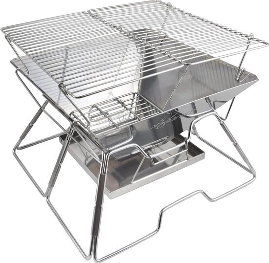 Opvouwbare BBQ Grill Roestvrij Staal - Draagbare Houtskool Grill met Stand - Voor Camping en Outdooractiviteiten van Merkloos