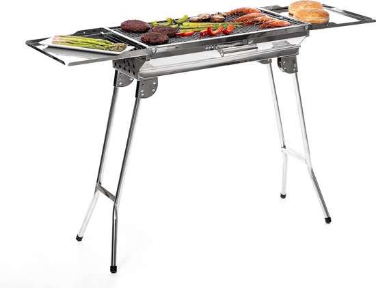 Opvouwbare Campinggrill Draagbare Barbecue Roestvrij Staal Multifunctioneel Maaltijdplateau Muggenafstotende Lamp Grijs van Merkloos