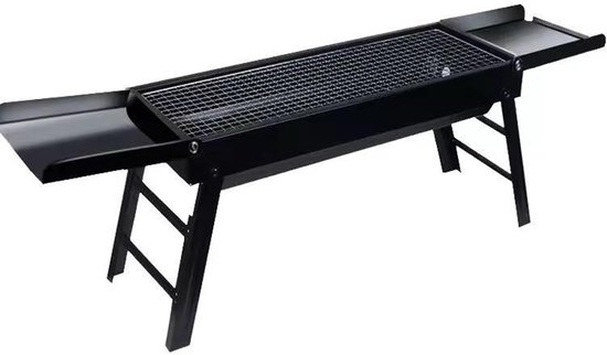Opvouwbare Houtskool Barbecue - Draagbare Rechthoekige BBQ Grill - Voor Camping, Tuin, Picknick of Terras - Ultralicht Metaal - Zwart - 60x20x32 cm van Merkloos