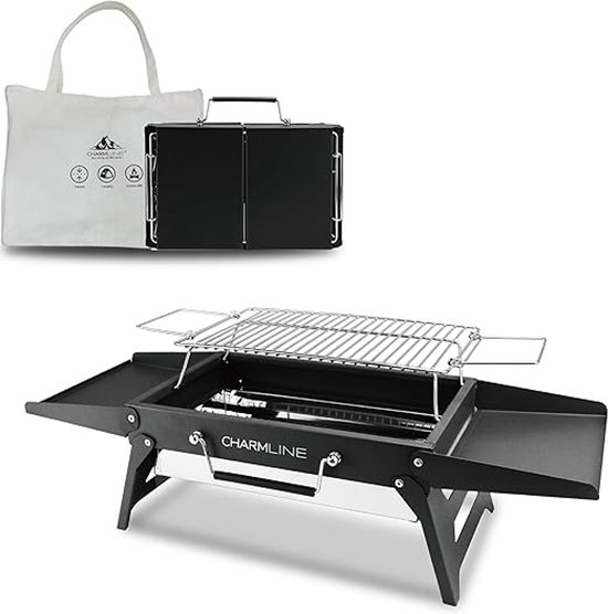 Opvouwbare Houtskool BBQ Grill – Compacte Draagbare Barbecue 34×23 cm – Camping Grill voor Strand, Picknick en Tuin – Stalen Mini BBQ voor 3 Personen van Merkloos