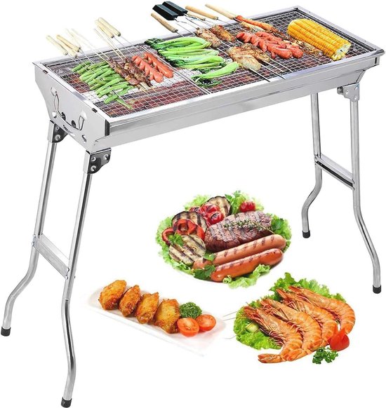 Opvouwbare Houtskool BBQ Grill voor Buiten - Ideaal voor Kamperen en Picknicks van Merkloos